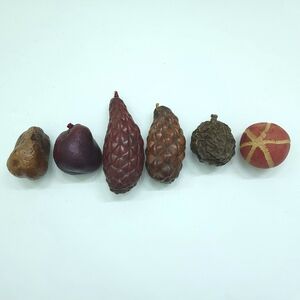 Decorative Artificial Faux Fake Dried Fruit Lot Of 6 Pear Fig Thika Palm